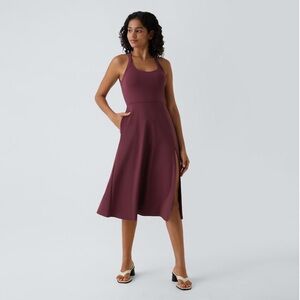 Halara Backless Cut Out Twisted Side Pocket Split Midi Casual Dress